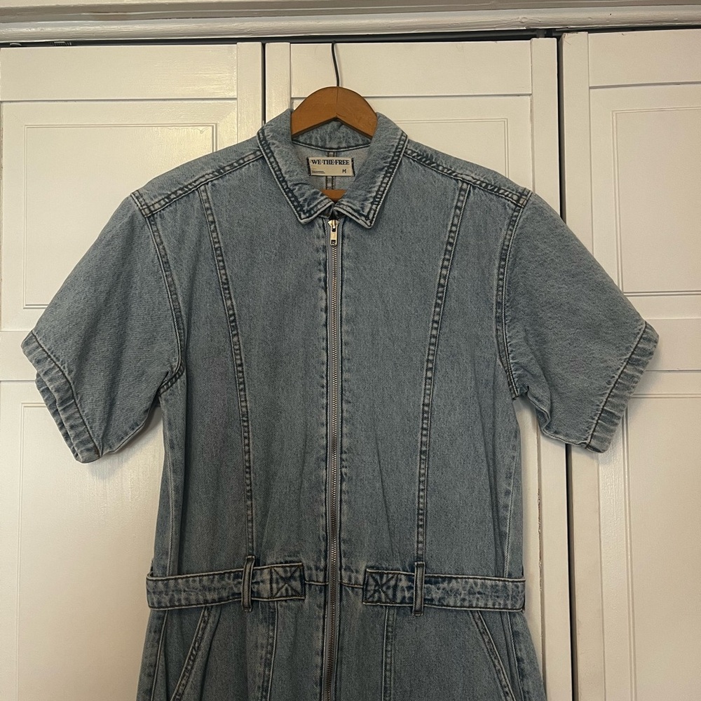 NWOT We The Free Light Blue Denim Jumpsuit